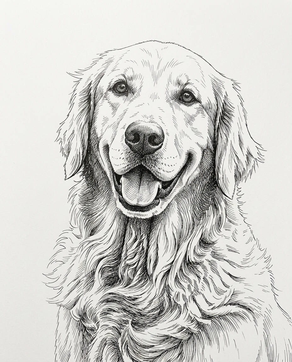 Pen-plotted line artwork — Pet
