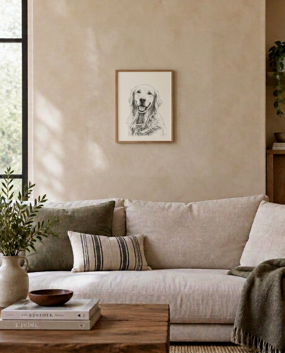 Framed artwork in a room — Pet